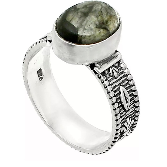 Lianite and solid 925 sterling silver ring - Picture 3 of 13